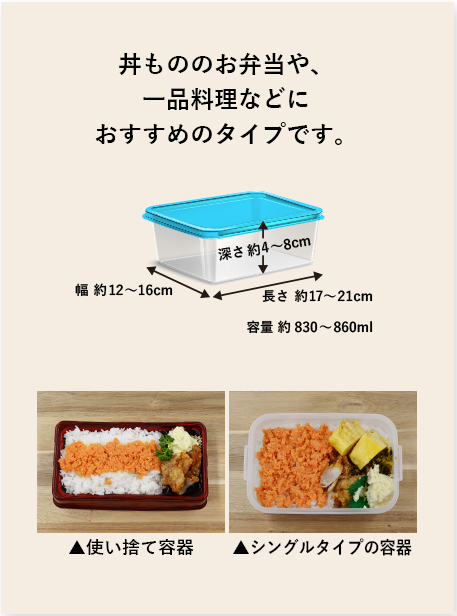 シングルタイプの容器